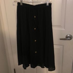 Knot button front flared skirt